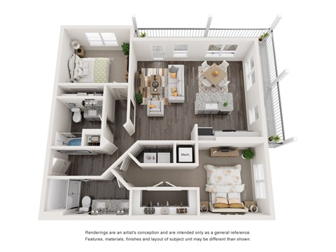 Floor plan for 2 beds, 2 baths, 1144 sqft